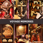 TOYQI Book Nook Kit, Book Nook Kits for Adults, DIY Miniature Dollhouse Kit 3D Wooden Puzzle Booknook Bookend with LED Light - style: Voyage Memories