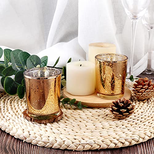 Gold Mercury Glass Tea Light Holders Set of 36 - Elegant Votive Candle Holders for Weddings, Showers and Home Decor - Perfect for Table Centerpieces and Parties (Glass, Gold) - color: Gold