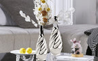Yundu Ceramic Vase Set of 2, White with Silver, Modern Home Décor, Living Room, Dried Flowers, 14x6x6 inches - color: White With Silver