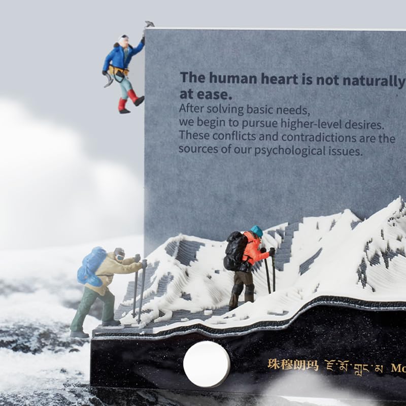 Mount Everest 3D Paper Sculpture Desk Calendar, Daily Tear-Off Calendar with Mountain Design, 100 Motivational Quotes, 100 Notepad Pages, Hidden 6 Camps, Desk Art & Inspirational Gift for Climbers, Adventurers, Office & Home Decor