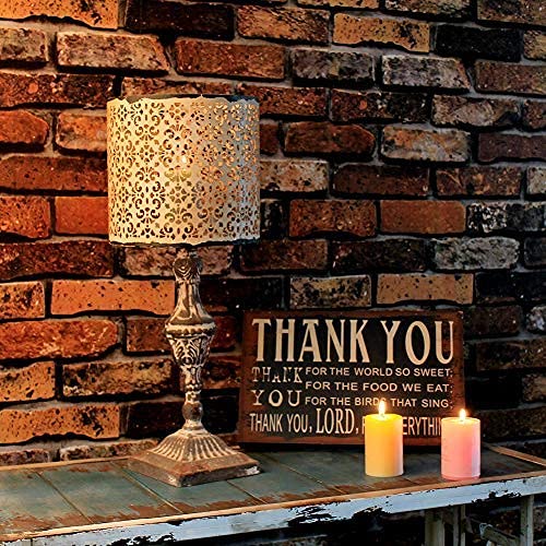 Metal Vintage Look Candle Holder Candle Lamp (Beige)