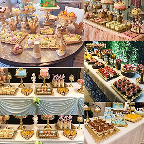 2Pcs Rectangle Iron Cupcake Serving Tray Fruit Dessert Plates for Party Anniversary Wedding Christmas Baby Shower (Gold) - color: Gold