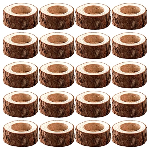 Lawei 20 Pack Wooden Tealight Candle Holder, Wood Votive Tealight Holder Tealight Candlestick for Wedding Party Birthday Holiday Decoration