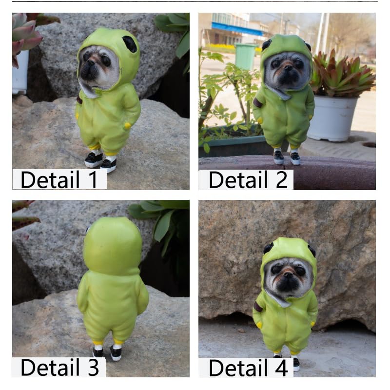 Cute Resin Backpack Dog Statue Crafts Living Room Desktop Decorations,Handmade Casual Small Resin Animal Statue Ornament Home Decor Green - color: Green a