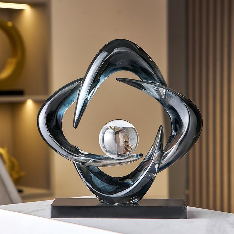 Abstract Art Sculpture, Resin Gold Decorative Statue, Modern White Ornaments for Living Room, Decorativas Modernas for Coffee Table/Entryway/Office Collectibles (Grey) - color: Gray