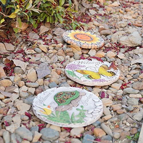 Outdoor Garden Decor Stepping Stones - Resin Tortoise Decorative Stones Pavers for Garden Decor for Outside Walkway Yard 9.5 * 9.5 * 0.5 Inch - color: Green