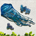 LiveInUrban Coastal Wall Art Jellyfish Metal Wall Sculptures, Ocean Beach Themed Metal Hanging Home Decoration 3PCS 15.5"x11.8" - color: jellyfish