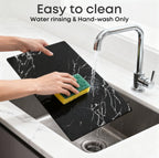 Murrey Home Glass Cutting Board for Kitchen Counter, Tempered Glass Chopping Boards Dishwasher Safe, Small Clear Countertop Tray, Scratch Resistant, Heat Resistant, Non Toxic, Black Marble, 16"x12" - color: Textured Black Marble, size: 15.7"L x 11.8"W