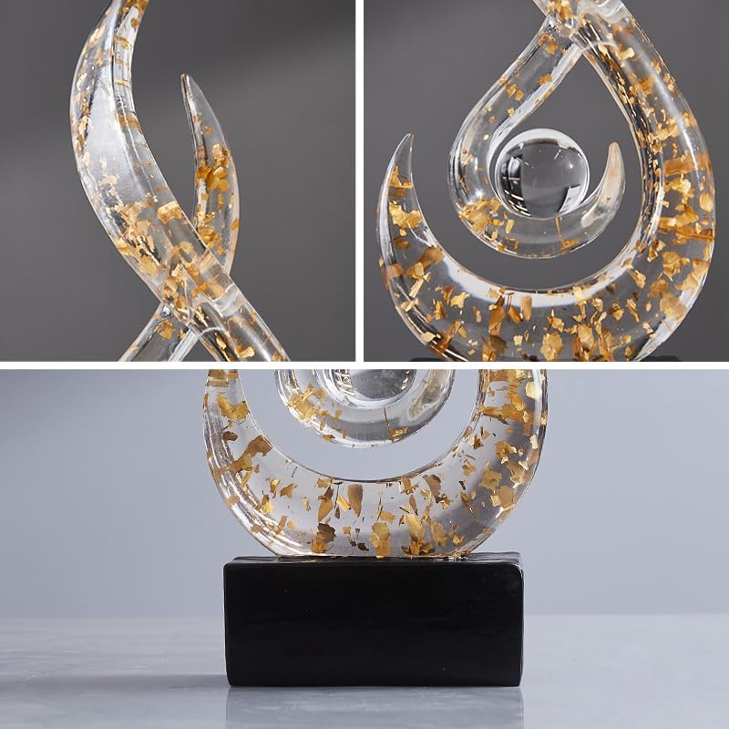 Modern Abstract Art Table Decoration,Resin Flame Statue Modern Gold Centerpiece Ornaments for Living Room Great Gift Idea Home Decor,Collectibles - color: White+gold