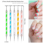 FULINJOY 5PCS Dual Tipped Nail Art Sculpture Pen with 5PCS Dotting Pens, Double Ended Brush and Dotting Tool Kit, Nail Art Design Tools (10 Pcs Set) - size: 5 Sculpture Pens + 5 Dotting Pens