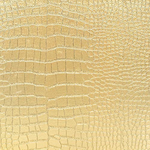 Set of 2 Modern Elegant Large Wood Serving Tray, Rectangle Decorative Tray Ottoman Tay Coffee Table Tray, Gold Crocodile Leather with Gold Polished Metal Handles - style: Golden Crocodile Tray