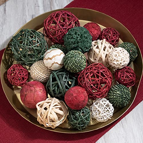 ANDALUCA Holiday Red, White & Green Decorative Vase & Bowl Filler Bag with Orbs, Balls (Green) - color: Green