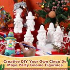 Arrowbash 6 Pcs Mexican Ceramics to Paint Ready to Paint Your Own Gnome Statues 5.12 Inch Mexico Theme Paintable Figurines DIY Unpainted Ceramics Plaster Crafts with Brush Palette - style: Mexican