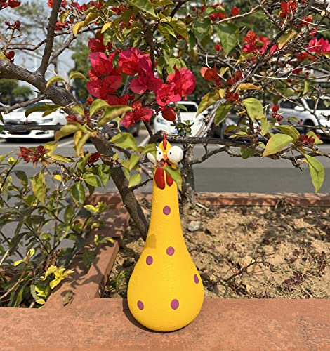 Tellme Long Neck Chicken Statue, Resin Rooster Sculpture, Creative Crafted Art Figurines, Funny Outdoor Decor, Cute Cock Decoration for Lawn, Yard, Office, Home, Weird Garden Gifts (1 PC)