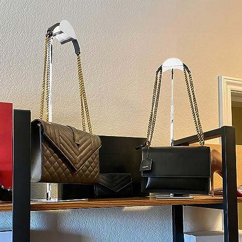 Royxen 3 Pack Purse Holder, Purse Display Stand with Adjustable Height, Bag Stands for Display, Stainless Steel Purse Rack for Bags Organizer (Silver) - color: Silver