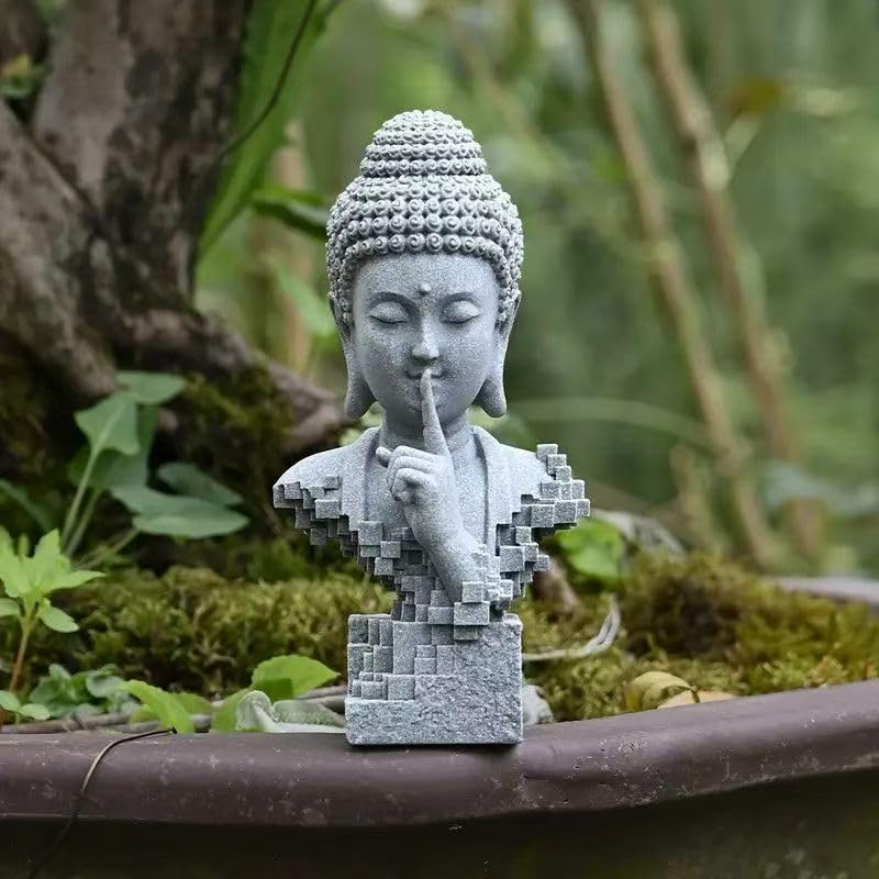 livelyfish Meditating Buddha Statue Zen Garden Statues Sandstone Thinker Buddha Sculpture Figurine for Fish Tank Aquarium Home Decorations, Gift (D) - size: D