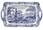Pimpernel Spode Blue Italian Collection Large Handled Tray | Serving Tray for Lunch, Coffee, or Breakfast | Made of Melamine for Indoor and Outdoor use | Measures 18.9" x 11.6" | Dishwasher Safe