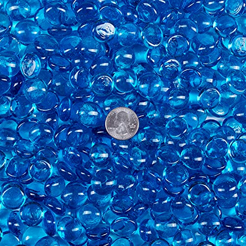 Galashield Flat Glass Marbles for Vases Blue Glass Gems Beads Pebbles Vase Filler (5 LBS, Approx. 540 PCS) - color: Blue, size: 5 LBS
