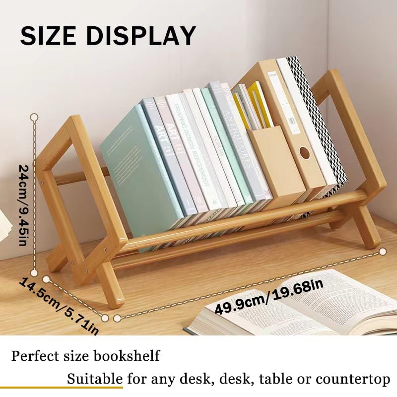 Wood Tilting Bookcase in Living Room/Home/Office, Desktop Book Shelf Organizer Bookshelves Storage Rack for CDs/Magazine/Books Display (Yellow, 19.68"-L) - color: Yellow, size: 19.68"-L