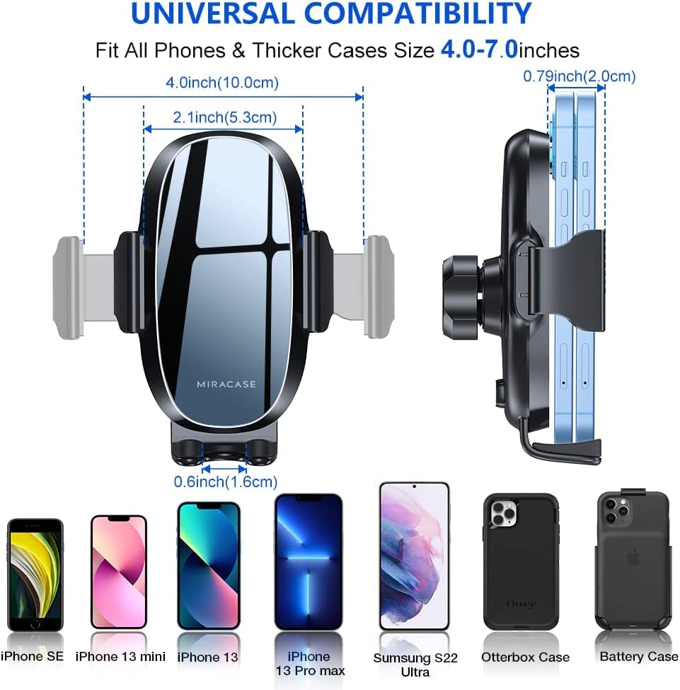 Miracase Phone Holders for Your Car with Metal Hook Clip, Air Vent Cell Phone Car Mount, Hands Free Universal Automobile Cradle Fit for iPhone Android and All Smartphones, Classic Black - color: Black, size: 1 Pack