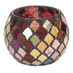 Mosaic Glass Tea Light Holder Scented Candle Holder Romantic Red for Home