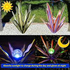 Metal Agave Plant Garden Art, 2 Pack Tequila Rustic Sculpture, Rustic Metal Agave Plants Garden Lawn Home Ornaments, for Yard Stakes, Garden Figurines, Outdoor Patio (2 PCS Purple with Light) - color: 2 Pcs Purple With Light