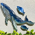 LiveInUrban Coastal Wall Art Whale Metal Wall Sculptures, Ocean Beach Themed Metal Hanging Home Decoration 3PCS 16.2"x12.1" - color: whale