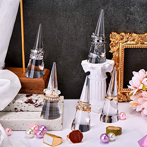 Jetec Clear Acrylic Crystal Ring Holder Acrylic Ring Display Jewelry Holder Wedding Display Cone Support Single Finger Rings Showcase Stand for Jewelry - color: Transparent