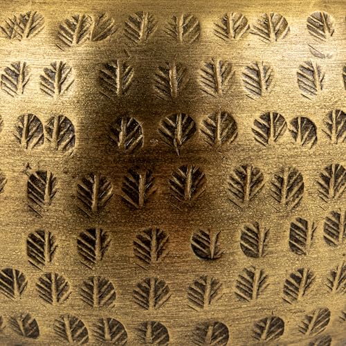 Creative Co-Op Round Hammered Metal Container with Butterfly Finial, Brass Finish - style: Butterfly