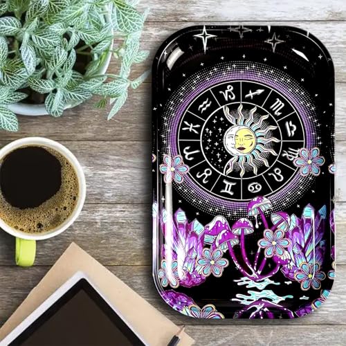 Metal Tray Large Storage Decorative Tray Organizer Box Ideal for Home or on The Go, 11" x 7" - color: Purple