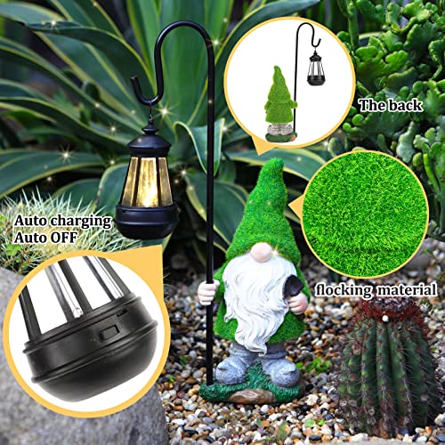 VChymm Flocked Solar Garden Gnomes Outdoor Statues 15.8”Outdoor Garden Decor LED Outdoor Decor Light Unique Housewarming Gifts Yard Art Sculptures for Patio Lawn Ornaments - color: Hook Gnome
