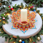 DIY Diamond Art Painting Candlestick Holders Mandala Flower Shape Desk Candle Tray Tabletop Ornaments for Wedding Festival and Party Home Table Centerpiece-Flower05 - color: Flower05