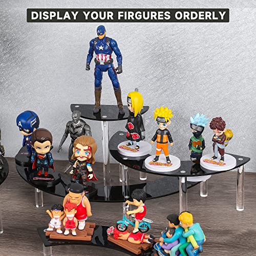 YestBuy Display Stand Shelf For Pop Figure, 3 Tier Black Acrylic Cupcake Stand, Perfume Organizer Stands, 2 Pack Half Moon Dessert Stand for Display Or Collections - color: Black, size: 2 pack