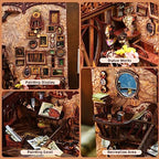MiniCity Book Nook Kit, DIY Miniature Dollhouse Booknook Kit, 3D Wooden Puzzle Bookend Bookshelf Insert Decor with LED Light for Teens and Adults, Painter's Day at Dusk - style: Painter's Day at Dusk