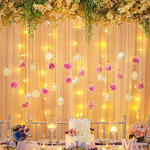 Sziqiqi Hanging Glass Globes Orbs Tea Light Candle Holders fillable with Trinkets for Wedding Ornaments, Wedding Birthday Christmas Party Centerpiece Accessory 2.36inch 30pcs +6 Extra - color: Without Led, size: 36pcs