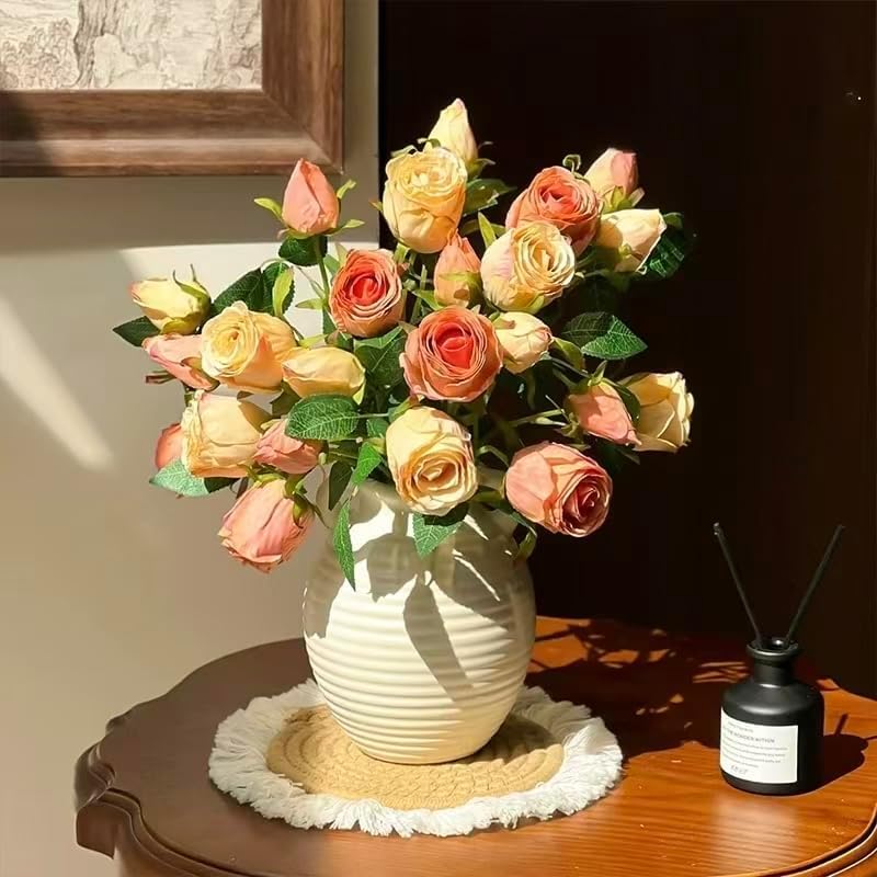 Ceramic Vase, 6-inch Small White Farmhouse Vase for Rustic Home Decor, Modern Cloud Texture Decorative Pitcher Vase for Living Room, Shelf, Mantle, Table Centerpiece,Flower Vase (6-inch dual speakers) - color: 6-inch Dual Speakers
