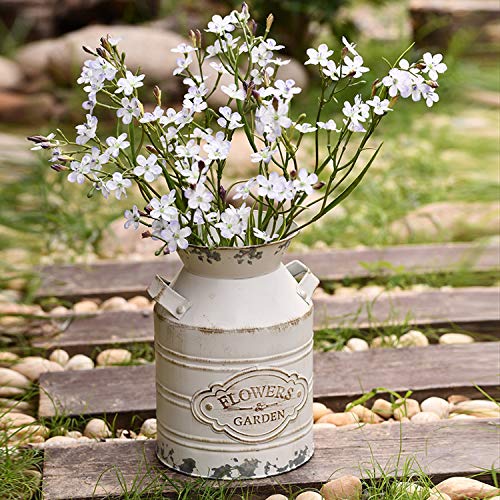 Rustic Metal Flower Vase, Shabby Chic Vintage Farmhouse Jug Vase,Galvanized Milk Can with Handle for Home Decoration - color: Flower-milk Can