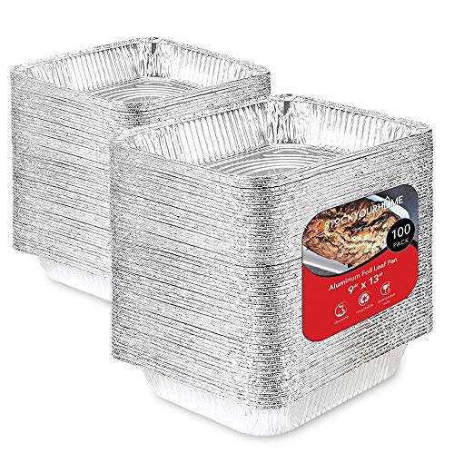 Aluminum Pans 9x13 Disposable Foil Baking Pans (Pack Of 100) - Half Size Steam Table Deep Pans - Tin Foil Pans Great for Cooking, Heating, Storing, Prepping Food, Stock Your Home - size: 100 Pack