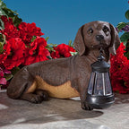 Bits and Pieces - Dog Solar Lantern Statue - Solar Powered Garden Lantern - Resin Dog Sculpture with LED Light - Outdoor Lighting and Décor (Dachshund) - style: Dachshund