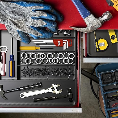 Simple Houseware Expandable Kitchen Drawer Flatware Organizer, Black – Adjustable Cutlery Tray with 9 Compartments for Utensils and Silverware - color: Black