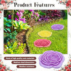 Cinnvoice 3 Pack Garden Stepping Stone Outdoor, Decorative Dimensional Resin Stepping Stones for Patio Pathway Landscaping Walkway Sculpture Yard Backyard Lawn(Rose,10 Inches) - size: 10 Inches, style: Rose