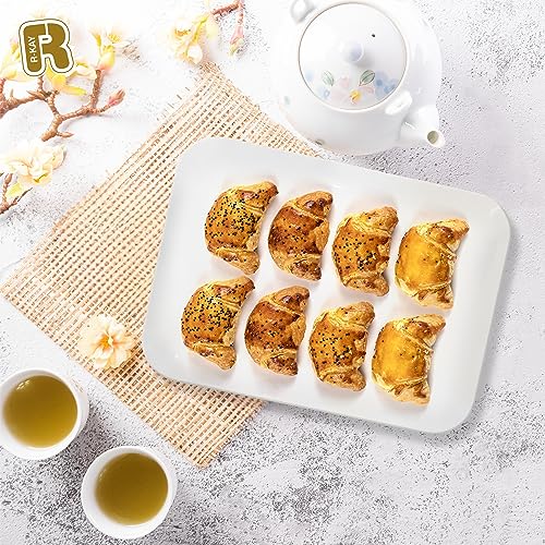 R-kay 3 Pack White Plastic Serving Trays for Party - Rectangular, 8 by 11 in, Heavy Duty Dessert Trays for Food - color: White