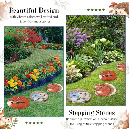 Cinnvoice 3 Pack Garden Stepping Stone Outdoor, Decorative Dimensional Resin Stepping Stones for Patio Pathway Landscaping Walkway Sculpture Yard Backyard Lawn(Animal,10 Inches) - size: 10 Inches, style: Animal