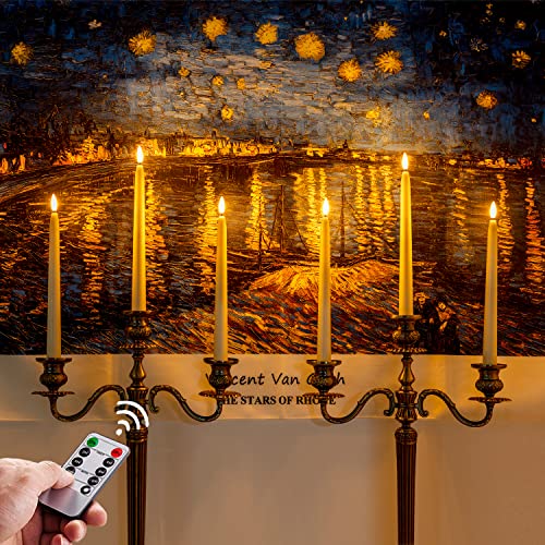 Homemory 11 inches Waxy Flameless Taper Candles with Remote Timer Dimmer, 6 Pcs Battery Operated Taper Candles with Flickering Flame, Ivory LED Candlesticks for Wedding, Christmas Indoor Decoration - style: Traditional - Ivory 11"