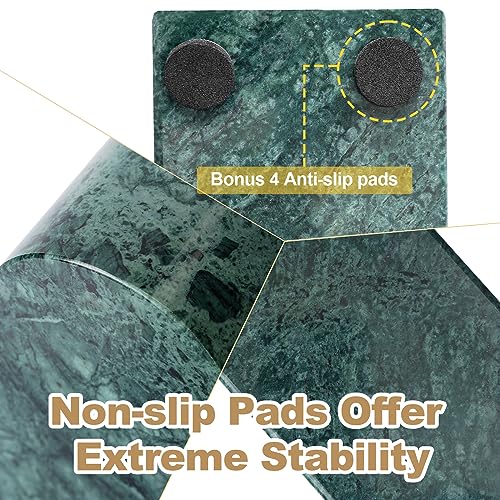 Koville Indian Natural Marble Bookends for Shelves, Decorative Book Ends, 7lbs Heavy-Duty Marble Book Holders, Bookshelf Apartment Decor for Normal Books/CD/Video Games(Indian Green) - color: Green Marble-indian Green, size: 7lb
