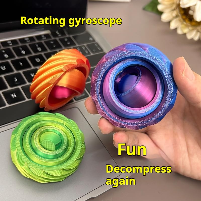 3D Rotating Gyroscope Sculpture - Sculpted Desktop Decor, Personalized Home Office Gifts for Men and Women (Fathers, Husbands, Boyfriends) - color: 3blue