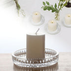 6Pcs Clear Glass Pillar Candle Holder Plates,3.5'' Round Glass Candle Plate,Candle Tray Plates for Dinning Wedding Party Table Centerpiece