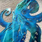 LiveInUrban Coastal Wall Art Octopus Metal Wall Sculptures, Ocean Beach Themed Metal Hanging Home Decoration 15.7"x11.1" - color: octopus