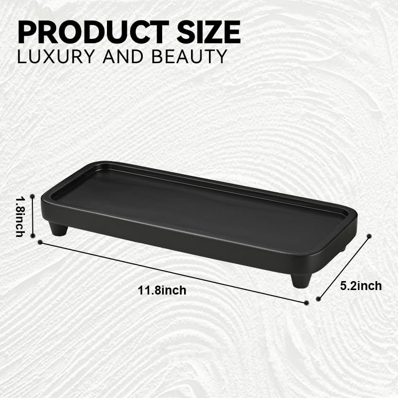 Bathroom Tray for Counter,Vanity Tray,Soap Dispenser Tray for Kitchen Sink, Kitchen and Home Decor(Black) - color: Black-large