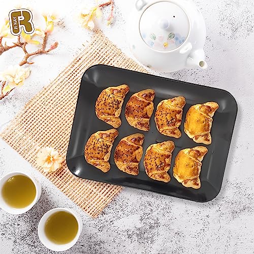 3 Pack Black Plastic Serving Trays for Party - Black Serving Tray 8 x 11 Inch - Heavy Duty Dessert Trays for Food - Rectangular Party Serving Trays for Entertaining - color: Black